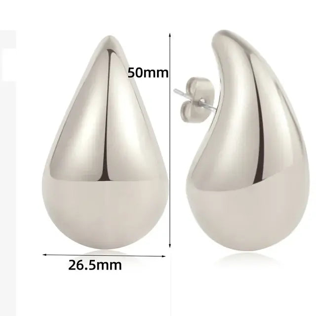 Thick Drop Earrings Silver