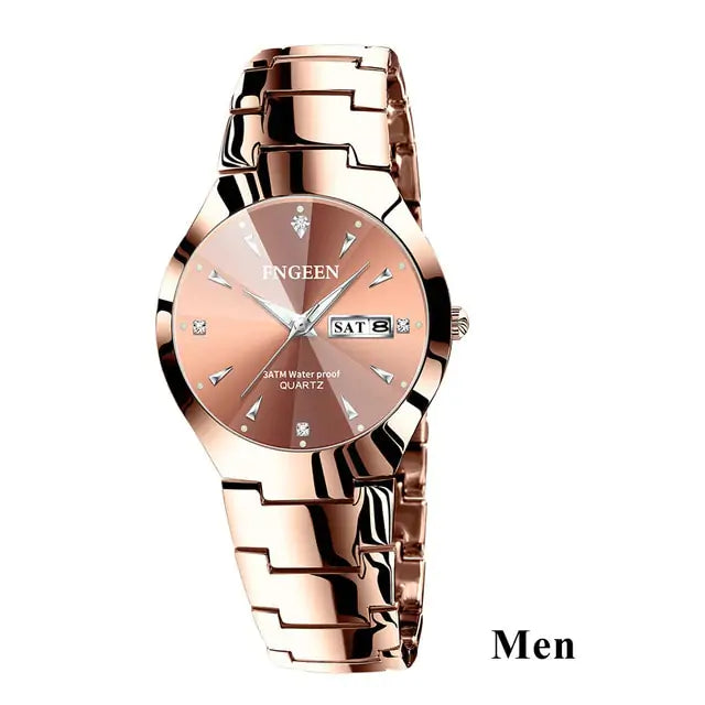 Couple Watches for Lovers Men Coffee Gold