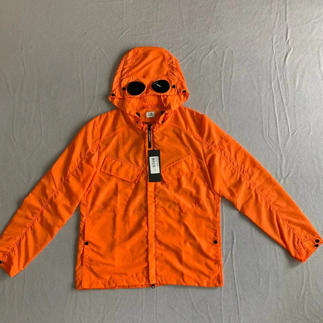 Hooded Jacket with Sleeve Sulf for Men, Warm Windbreaker with Pockets and Zipper Orange L