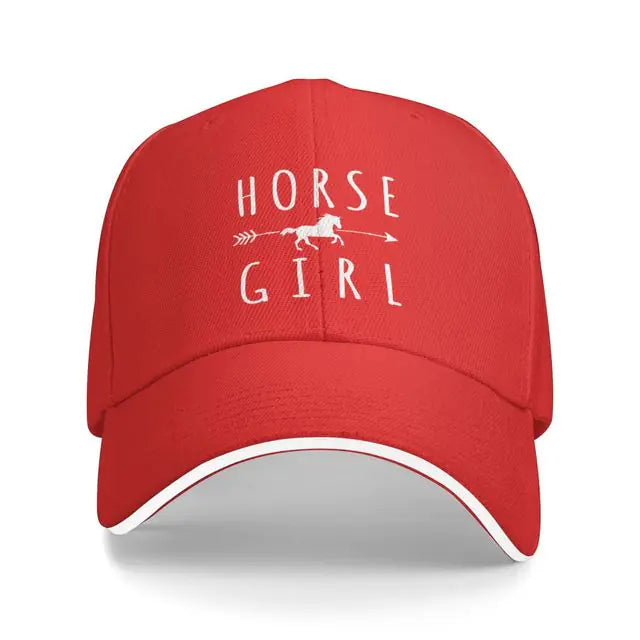 Horse Girl Riders Racer Cap Red