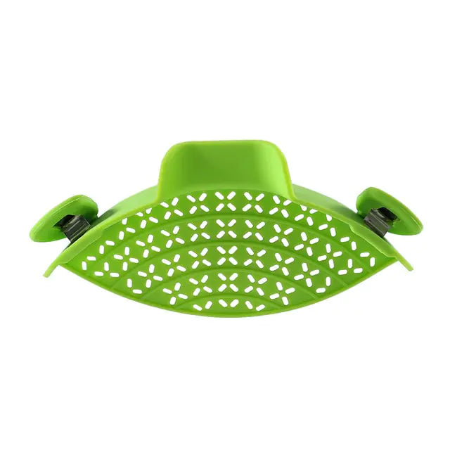 Silicone Clip-on Pan Pot Strainer Green 1 Piece