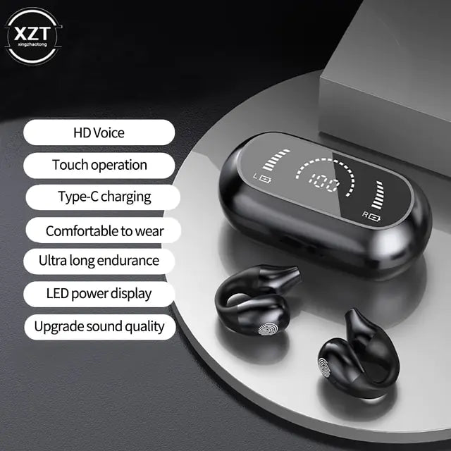 Wireless Bluetooth Earbuds with Mic With screen-black
