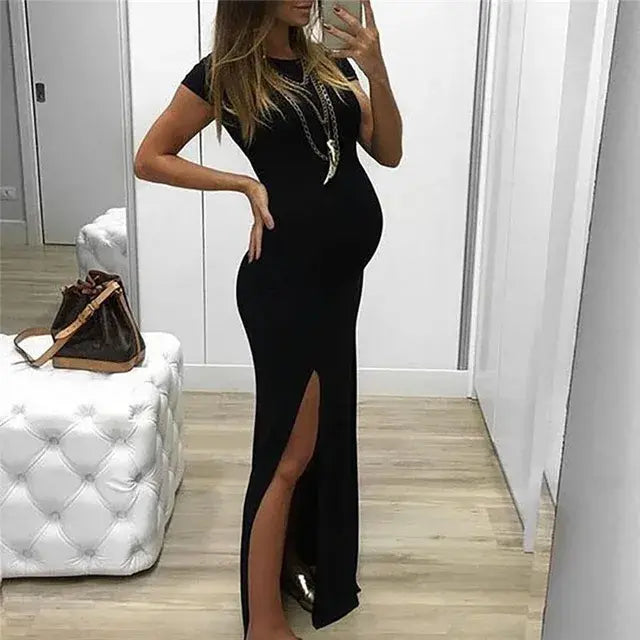 Long Dress Pregnancy Clothes Black XXL