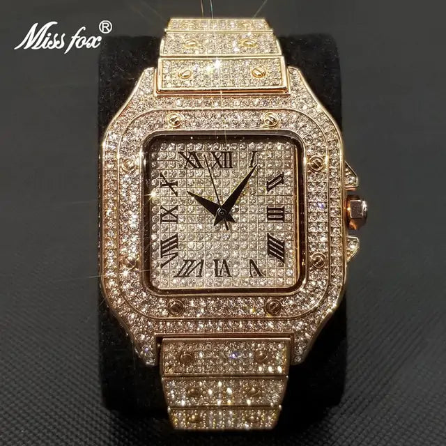 Swiss Geneva Diamond Watches V324 Rose Gold
