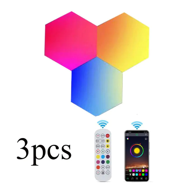 Hexagon LED Wall Light Set Changeable Color WIFI-APP 3 Pieces