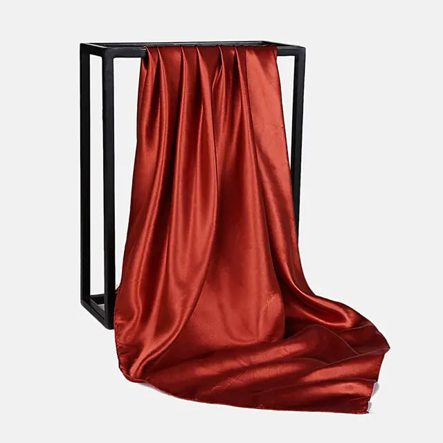 Solid Color Silk Neckerchief Scarf Red Orange 90x90cm
