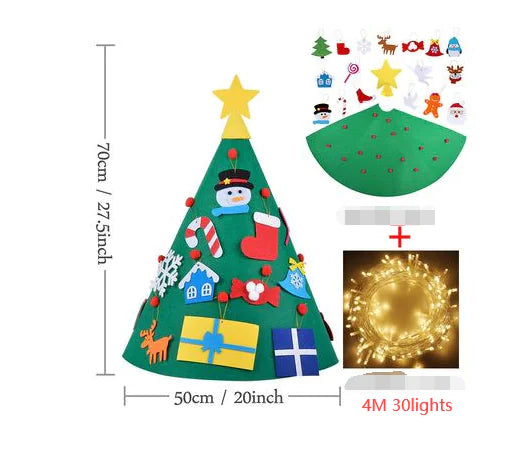 Felt Christmas Tree Ornaments 3D-26pcs 4M light