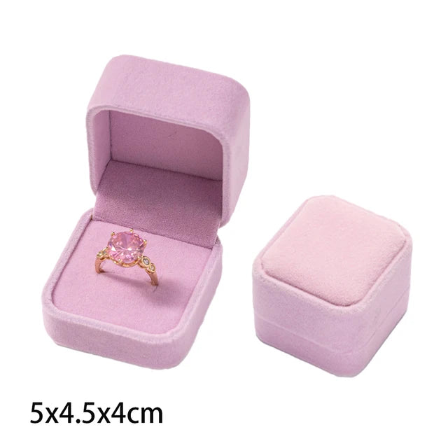 Wholesale Engagement Velvet Earring Ring Packaging Box Pink 5x4.5x4cm