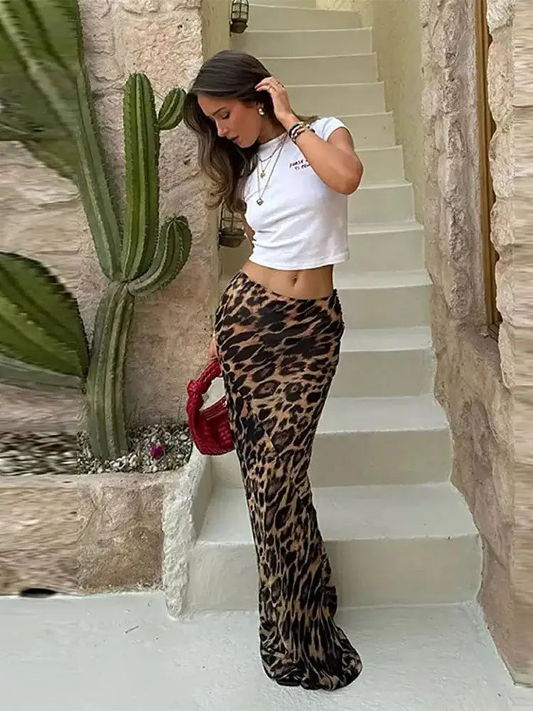 Leopard Print Length Skirt