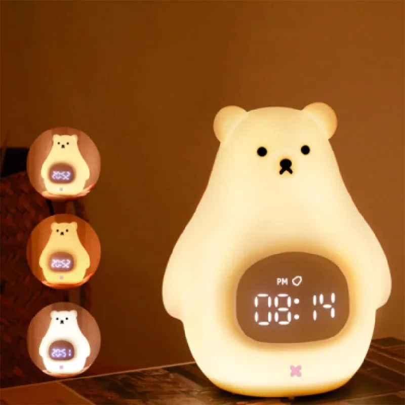 Big White Bear Children Wake-Up Silicone Light LED Clock