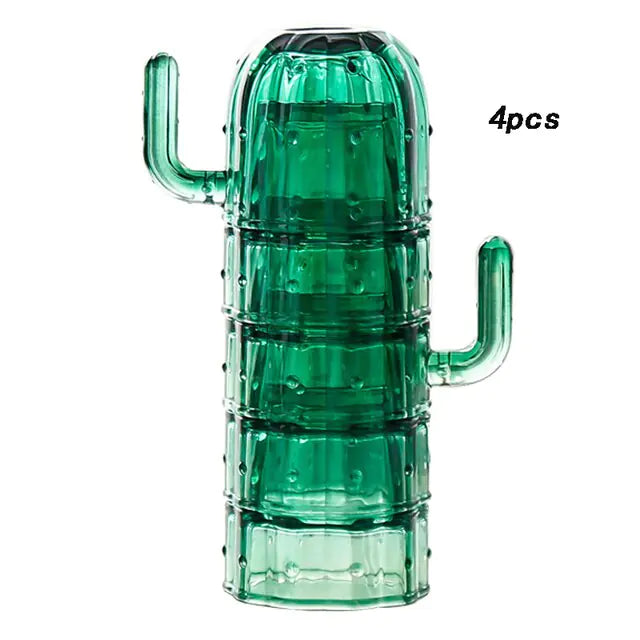 Nordic Cactus Stackable Glass Set Green 220ml / 4 pcs