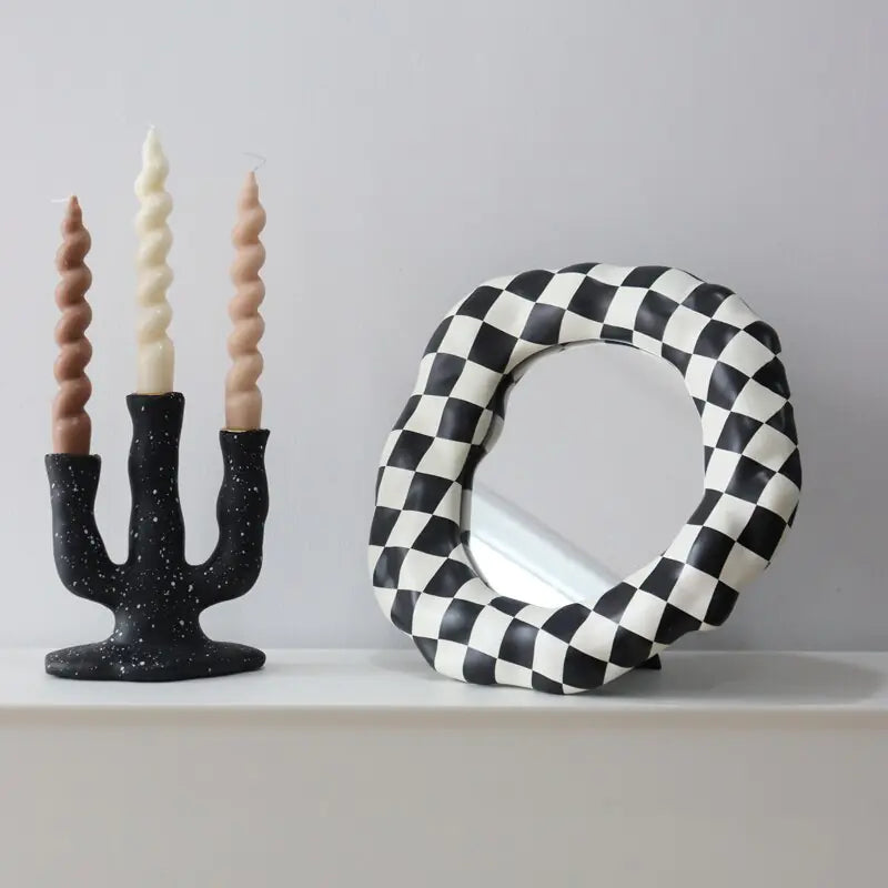 Black & White Checkerboard Vanity Mirror