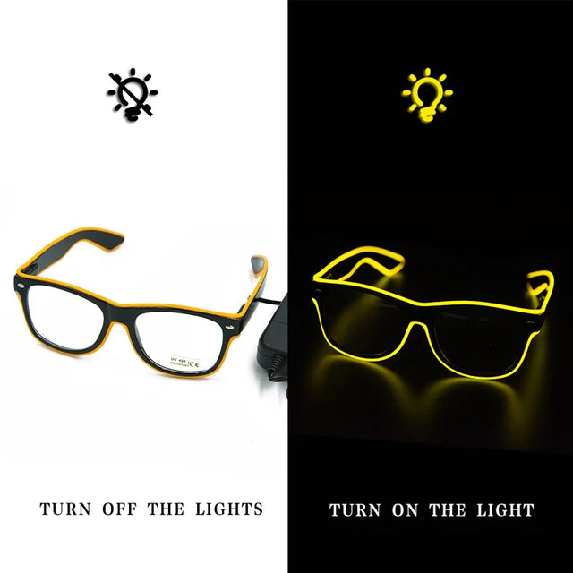 Neon LED party glasses Yellow 1 pair