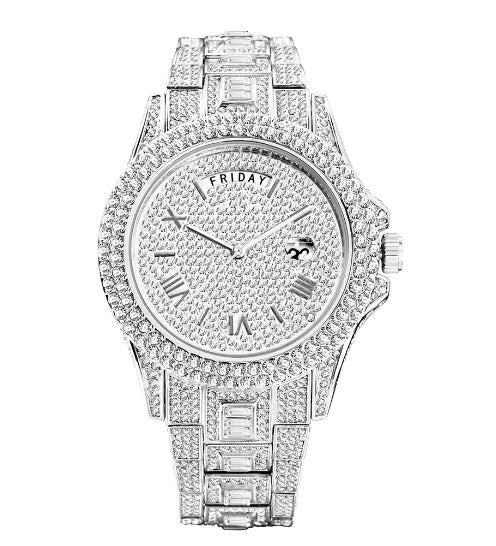 Men's Luxury Crystal Watches V320A Silver