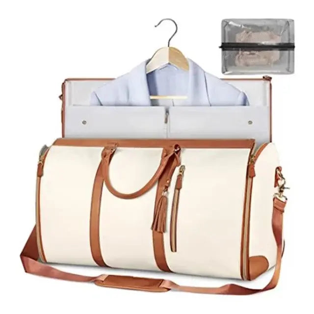 Duffle Suit Bag White And Brown