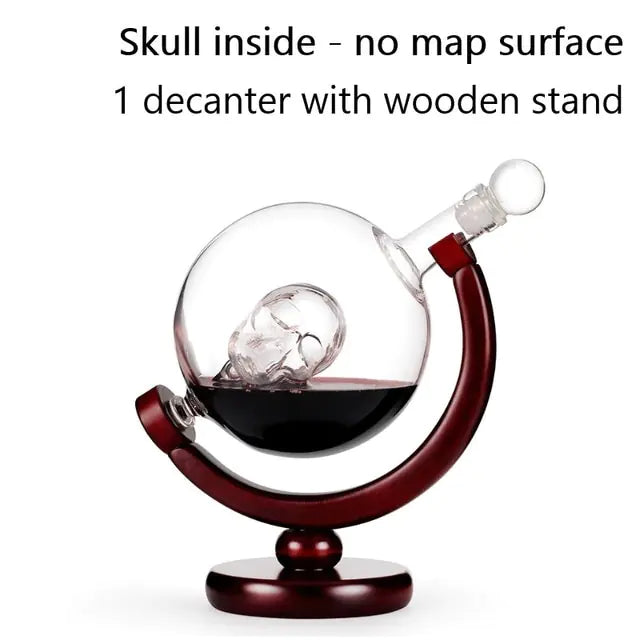 Whiskey Decanter Globe Wine Aerator Glass Set Decanter Skull 850ml