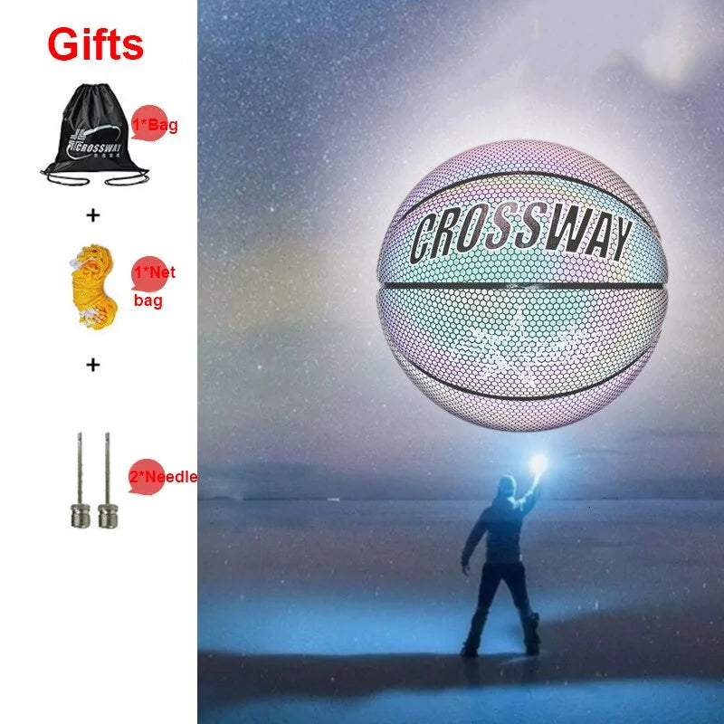 Holographic Reflective Basketball Ball Wear-Resistant Luminous Night