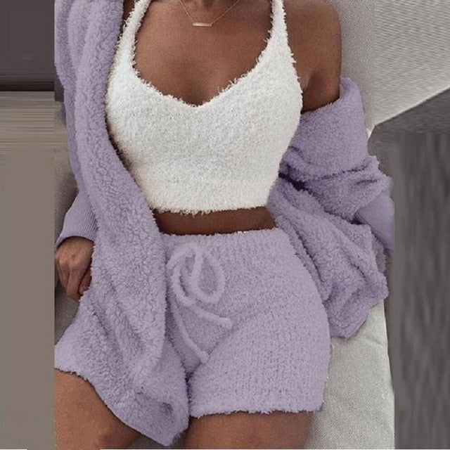 Cosy Knit Set (3 Pieces) Light Purple XL