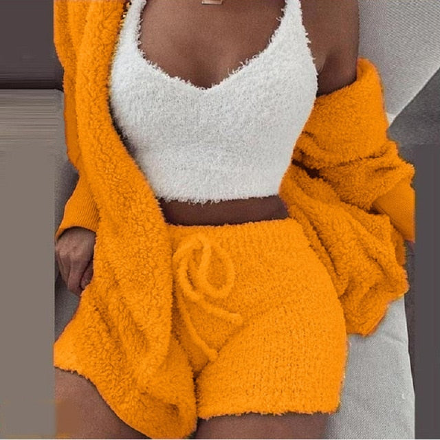 Cosy Knit Set (3 Pieces) Orange S