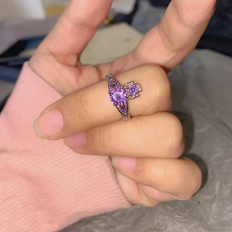 Luxury Purple Zircon Ring Crystal
