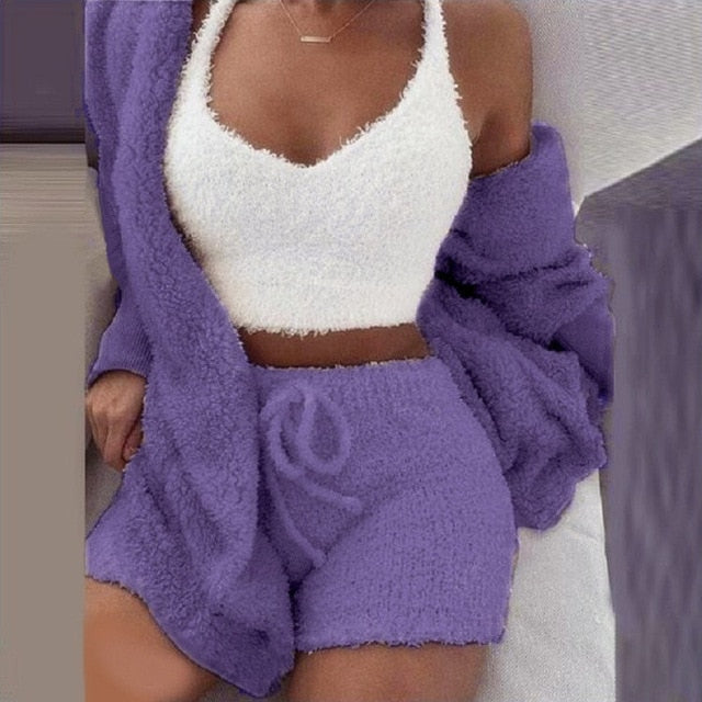 Cosy Knit Set (3 Pieces) Purple XXXL