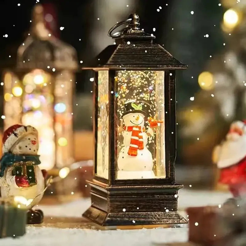 Holiday Lantern - Christmas Snow Globe Vintage Lantern