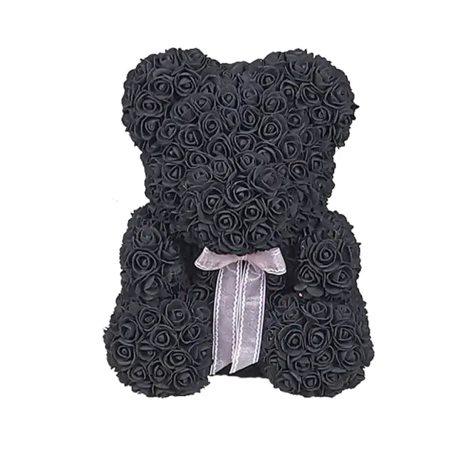 Rose Teddy Bear Black No Box 40cm