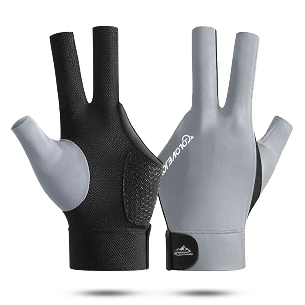 Open Finger Billiard Pool Gloves Adjustable Sticker Polyester Billiard Gloves Portable Lightweight Reusable Training Accessories
