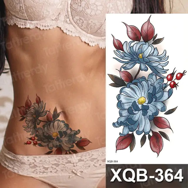 Colorful Flowers Among Other Tattoos 7