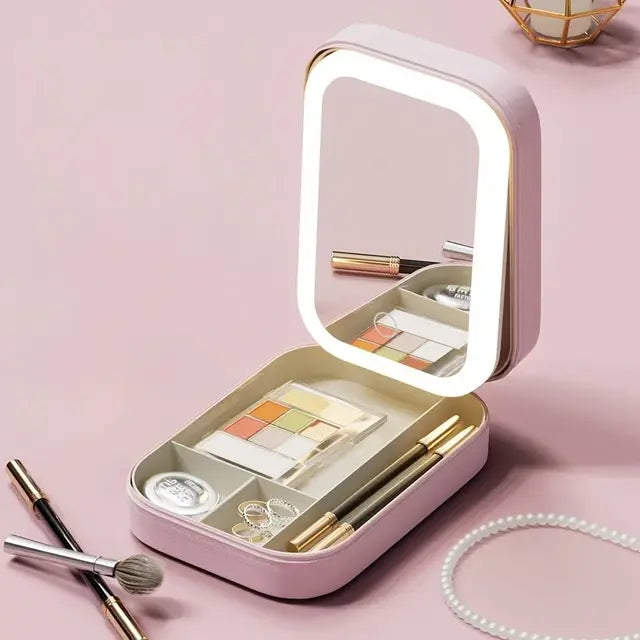 Boîte de rangement de maquillage miroir LED