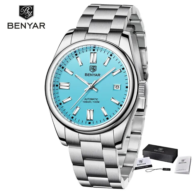2023 Introducing the Benyar New Luxury Men's Mechanical Watches, where sophistication meets precision craftsmanship Himmel Blau