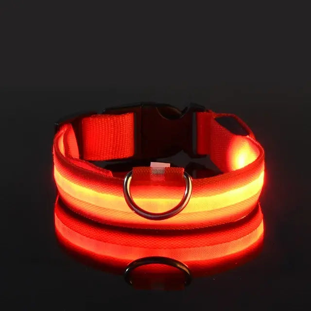 Flashing Glow Dog Collar Red M