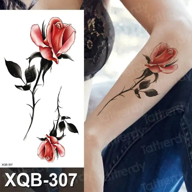 Colorful Flowers Among Other Tattoos 24