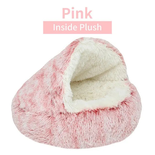 Soft Plush Pet Bed Pink-Inside Plush 40x40cm