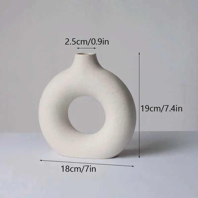 Round Ceramic Vase White Medium