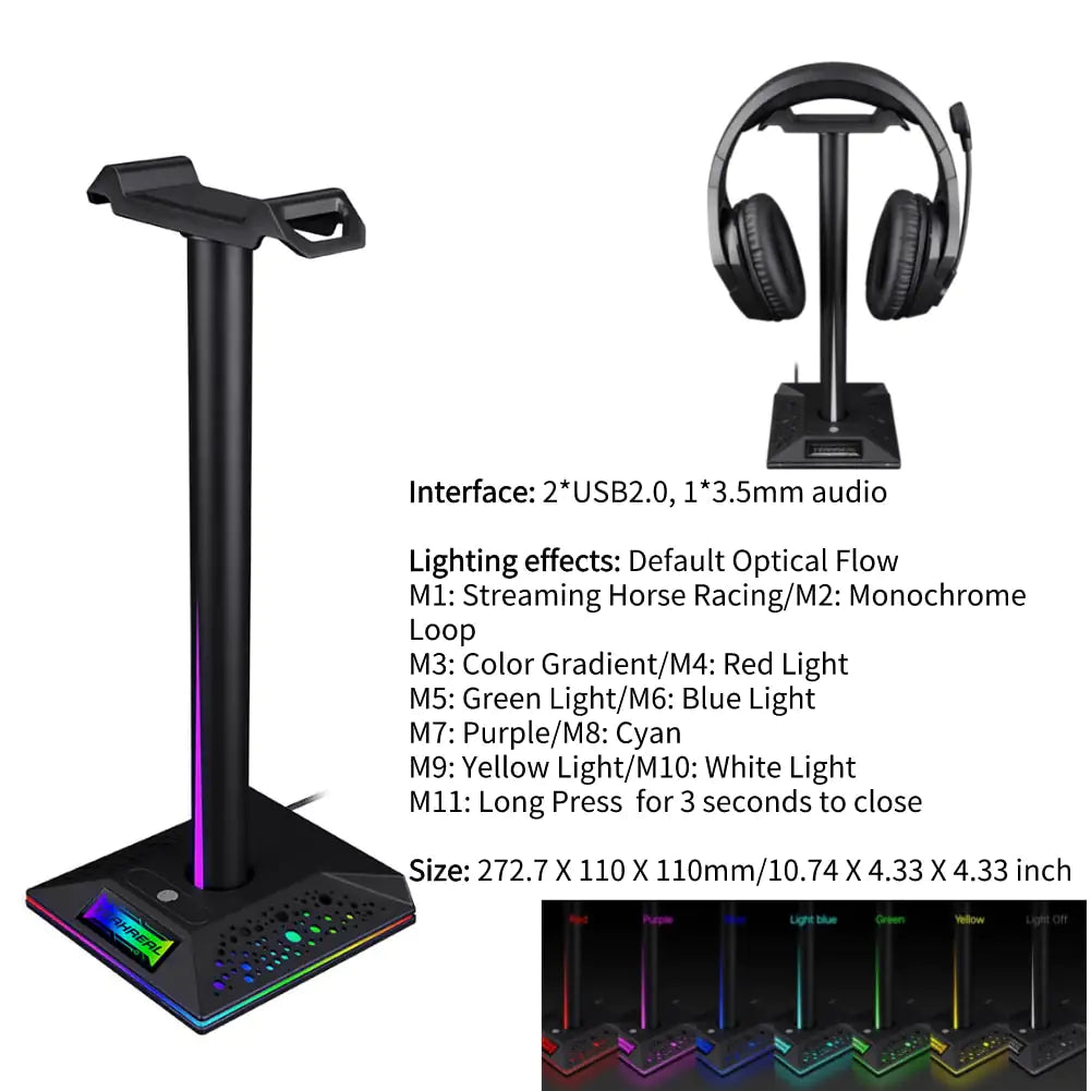 RGB Gaming Headphone Stand Bottom Light