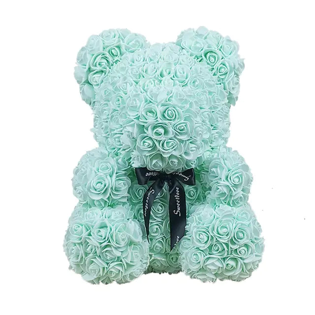 Rose Teddy Bear Light Green No Box 40cm