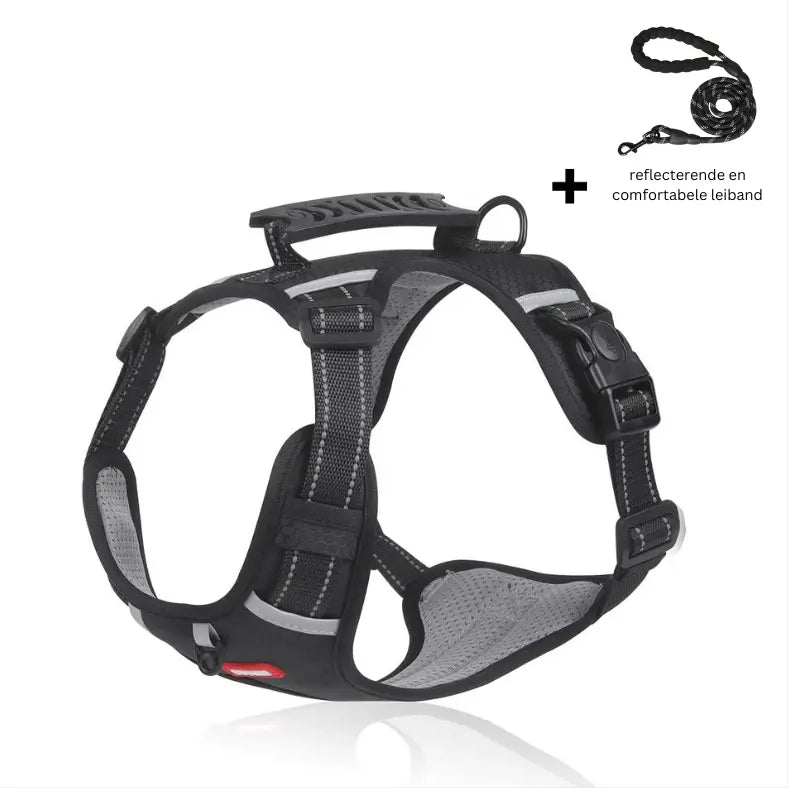 Reflective Stress- Relieving Harness Black 3 With Reflective Leash S, M, L, XL