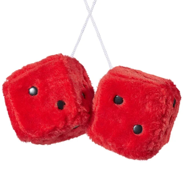 Fuzzy Plush Dice with Dots Retro Square Plush Red 6*6cm or 7.5*7.5cm