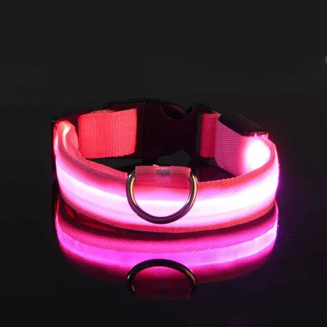 Flashing Glow Dog Collar Pink M