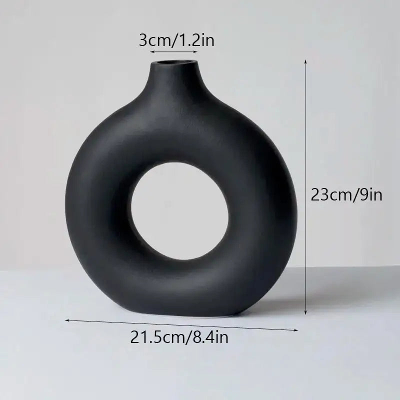 Round Ceramic Vase Black Large