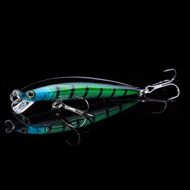 7CM Triple-Hook Minnow Fishing Lure Blue and Green B