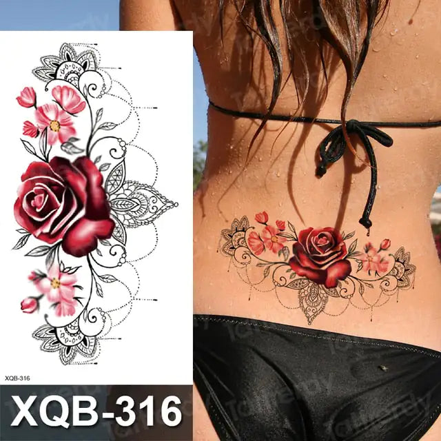 Colorful Flowers Among Other Tattoos 15