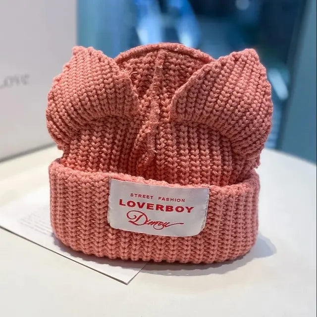 Bunny Bonnets Pig Ear Knit Hats