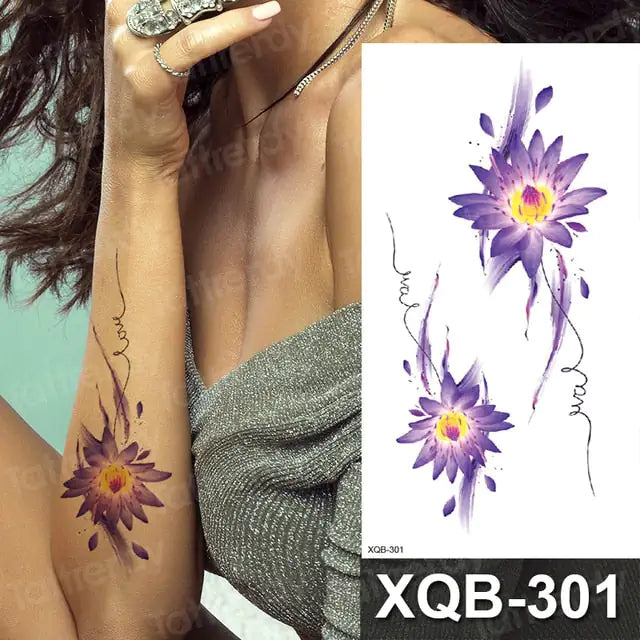 Colorful Flowers Among Other Tattoos 30