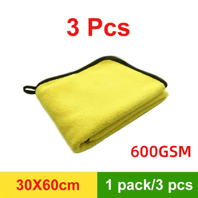 Quick Drying Microfiber Towel Yellow and Grey 30x60x3pcs 600GSM