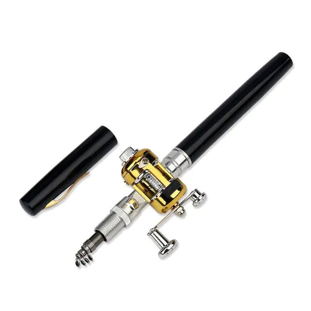 Pen Type Portable Fishing Rod Black