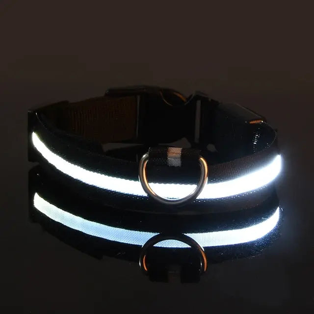 Flashing Glow Dog Collar Black XS