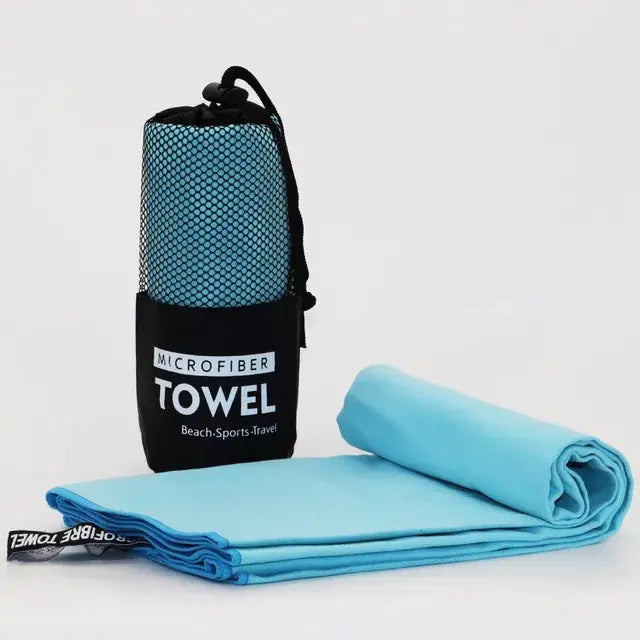 Microfiber Towel With Mesh Bag Baby Blue XL(130x80cm)