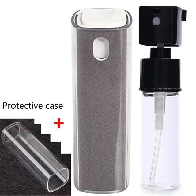 2 In 1 Phone Screen Cleaner Spray Light Grey with Case 1pc